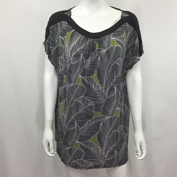 East 5th Woman Black/Green/White Top - Picture 1 of 7